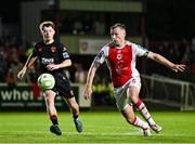16 May 2025; Jamie Lennon of St Patrick's Athletic, right, during the SSE Airtricity Men's Premier Division match between St Patrick's Athletic and Cork City at Richmond Park in Dublin. Photo by Sam Barnes/Sportsfile