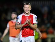 16 May 2025; Jamie Lennon of St Patrick's Athletic applauds the supporters after his side's victory in the SSE Airtricity Men's Premier Division match between St Patrick's Athletic and Cork City at Richmond Park in Dublin. Photo by Sam Barnes/Sportsfile