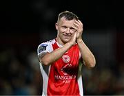 16 May 2025; Jamie Lennon of St Patrick's Athletic applauds the supporters after his side's victory in the SSE Airtricity Men's Premier Division match between St Patrick's Athletic and Cork City at Richmond Park in Dublin. Photo by Sam Barnes/Sportsfile