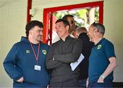 16 May 2025; Newly appointed Cork City manager Gerard Nash, centre, with Cork City  Marketing executive Aaron Howey, left, and Cork City Owner Dermot Usher before the SSE Airtricity Men's Premier Division match between St Patrick's Athletic and Cork City at Richmond Park in Dublin. Photo by Sam Barnes/Sportsfile