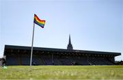 17 May 2025; A general view of a corner flag before the SSE Airtricity Women's Premier Division match between Bohemians and Shamrock Rovers at Dalymount Park in Dublin. Photo by Thomas Flinkow/Sportsfile