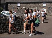 17 May 2025; Kilkenny players arrive before the Leinster Senior Camogie final match between Wexford and Kilkenny at Netwatch Cullen Park in Carlow. There are no match action pictures from this game at the request of the participating players. Photo by Michael P Ryan/Sportsfile