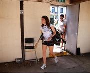 17 May 2025; Kilkenny players arrive before the Leinster Senior Camogie final match between Wexford and Kilkenny at Netwatch Cullen Park in Carlow. There are no match action pictures from this game at the request of the participating players. Photo by Michael P Ryan/Sportsfile