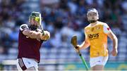 17 May 2025; Brian Concannon of Galway scores his side's first goal during the Leinster GAA Hurling Senior Championship Round 4 match between Galway and Antrim at Pearse Stadium in Galway. Photo by Piaras Ó Mídheach/Sportsfile