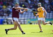 17 May 2025; Brian Concannon of Galway scores his side's first goal during the Leinster GAA Hurling Senior Championship Round 4 match between Galway and Antrim at Pearse Stadium in Galway. Photo by Piaras Ó Mídheach/Sportsfile