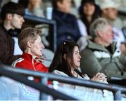 17 May 2025; Former Republic of Ireland senior women's international manager Eileen Gleeson and Aisling O'Neill, right, during the SSE Airtricity Women's Premier Division match between Bohemians and Shamrock Rovers at Dalymount Park in Dublin. Photo by Thomas Flinkow/Sportsfile