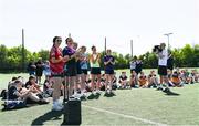17 May 2025; LGFA Gaelic4Teens Ambassador with participants during the 2025 ZuCar Gaelic4Teens Festival Day at the North Campus, University of Limerick, Limerick. Photo by Tom Beary/Sportsfile