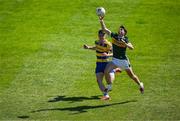 17 May 2025; Dylan Geaney of Kerry in action against Niall Higgins of Roscommon during the GAA Football All-Ireland Senior Championship Round 1 match between Kerry and Roscommon at Fitzgerald Stadium in Killarney, Kerry. Photo by Brendan Moran/Sportsfile