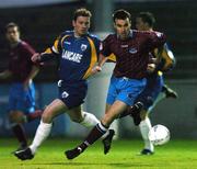 17 September 2004; Sean McClare, Drogheda United, in action against Vinny Perth, Longford Town. eircom league, Premier Division, Drogheda United v Longford Town, United Park, Drogheda. Picture credit; David Maher / SPORTSFILE