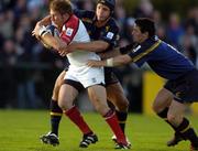 11 September 2004; Jonathan Bell, Ulster, in action against David Quinlan, and Brian O'Meara, right, Leinster. Celtic League 2004-2005, Ulster v Leinster, Ravenhill Park, Belfast. Picture credit; Brendan Moran / SPORTSFILE