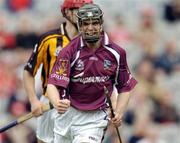 12 September 2004; Kerril Wade, Galway, celebrates scoring his sides first goal against Kilkenny. All-Ireland Minor Hurling Championship Final, Galway v Kilkenny, Croke Park, Dublin. Picture credit; Brendan Moran / SPORTSFILE *** Local Caption *** Any photograph taken by SPORTSFILE during, or in connection with, the 2004 Guinness All-Ireland Hurling Final which displays GAA logos or contains an image or part of an image of any GAA intellectual property, or, which contains images of a GAA player/players in their playing uniforms, may only be used for editorial and non-advertising purposes.  Use of photographs for advertising, as posters or for purchase separately is strictly prohibited unless prior written approval has been obtained from the Gaelic Athletic Association.