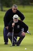 18 September 2004; Michael Gill and his caddy George Rodgers on the 18th. Bulmers Jimmy Bruen Shield Final, Dundalk Golf Club v Kilkeel Golf Club, Shannon Golf Club, Shannon, Co. Clare. Picture credit; Ray McManus / SPORTSFILE
