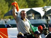 19 September 2004; Paul McGinley celebrates after Europe had won the Ryder Cup on the 18th green. 35th Ryder Cup Matches, Oakland Hills Country Club, Bloomfield Township, Michigan, USA. Picture credit; Matt Browne / SPORTSFILE