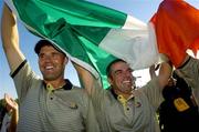 19 September 2004; Padraig Harrington, left, and Paul McGinley celebrate after Europe had won the Ryder Cup. 35th Ryder Cup Matches, Oakland Hills Country Club, Bloomfield Township, Michigan, USA. Picture credit; Matt Browne / SPORTSFILE