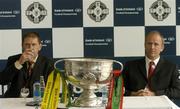 20 September 2004; John Maughan, Mayo manager, right, and Jack O'Connor, Kerry manager, at a press conference in advance of the Bank of Ireland Senior Football Championship Final. Bank of Ireland Head Office, Baggot Street, Dublin. Picture credit; Damien Eagers / SPORTSFILE