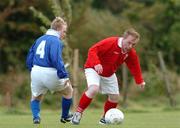 20 September 2004; Eddie Hyland, right, Dublin, in action against Geoff Doyle, Strewarts Hospital, Dublin, at the Special Olympics Leinster Perpetual Shield 11-a-side football competition sponsored by PEI, Ireland's leading medical and surgical sales, marketing and distribution company. Twenty teams from throughout Special Olympics Leinster participated . AUL Complex, Clonshaugh, Dublin. Picture credit; David Maher / SPORTSFILE