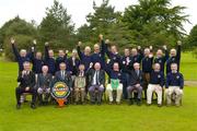 17 September 2004; Pictured at the presentation of the Bulmers Pierce Purcell Shield at Shannon Golf Club, Shannon, Co. Clare, the winning Ballinrobe G.C. team, who beat Tralee in the final.  Back row (left to right):  Dave Fleming, Pat Coyne, Pat Malone, Monty Heneghan, Ger Garvey, Pat Nalty, John Joyce, Danny O'Connell, John O'Shea, Noel Browne, John Canty, Ray Darcy and Charlie O'Sullivan. Front row (left to right): Maurice Breen, Marketing Director, Bulmers; Bernie Hynes, Chairman, Munster Branch, GUI; Lindsey Shanks, President Elect, Golfing Union of Ireland; Jarlath O'Reilly, Captain, Ballinrobe G.C.;  Tommy Basquille, Chairman, Connacht Branch, GUI; JJ Gannon, Team Captain, Ballinrobe G.C. ; Jim Walsh, President, Ballinrobe G.C.; John Monahan and Martin Gannon.  Bulmers Pierce Purcell Shield Final, Ballinrobe v Tralee, Shannon Golf Club, Shannon, Co. Clare. Picture credit; Ray McManus / SPORTSFILE