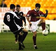 20 September 2004; Wesley Hoolahan, Shelbourne, in action against Keith Fahy, St. Patrick's Athletic. eircom league, Premier Division, Shelbourne v St. Patrick's Athletic, Tolka Park, Dublin. Picture credit; David Maher / SPORTSFILE