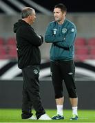 10 October 2013; Republic of Ireland interim manager Noel King and Robbie Keane during squad training ahead of their 2014 FIFA World Cup Qualifier, Group C, game against Germany on Friday. Republic of Ireland Squad Training, Rhine Energie Stadion, Cologne, Germany. Picture credit: David Maher / SPORTSFILE