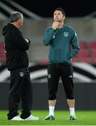 10 October 2013; Republic of Ireland interim manager Noel King and Robbie Keane during squad training ahead of their 2014 FIFA World Cup Qualifier, Group C, game against Germany on Friday. Republic of Ireland Squad Training, Rhine Energie Stadion, Cologne, Germany. Picture credit: David Maher / SPORTSFILE