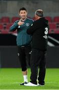 10 October 2013; Republic of Ireland interim manager Noel King with Robbie Keane, during squad training ahead of their 2014 FIFA World Cup Qualifier, Group C, game against Germany on Friday. Republic of Ireland Squad Training, Rhine Energie Stadion, Cologne, Germany. Picture credit: David Maher / SPORTSFILE
