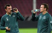10 October 2013; Republic of Ireland's Darron Gibson, left, and Glenn Whelan during squad training ahead of their 2014 FIFA World Cup Qualifier, Group C, game against Germany on Friday. Republic of Ireland Squad Training, Rhine Energie Stadion, Cologne, Germany. Picture credit: David Maher / SPORTSFILE
