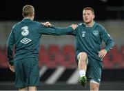 10 October 2013; Republic of Ireland's James McCarthy, right, and James McClean during squad training ahead of their 2014 FIFA World Cup Qualifier, Group C, game against Germany on Friday. Republic of Ireland Squad Training, Rhine Energie Stadion, Cologne, Germany. Picture credit: David Maher / SPORTSFILE