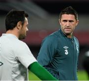 10 October 2013; Republic of Ireland's Robbie Keane, right, with Andy Reid during squad training ahead of their 2014 FIFA World Cup Qualifier, Group C, game against Germany on Friday. Republic of Ireland Squad Training, Rhine Energie Stadion, Cologne, Germany. Picture credit: David Maher / SPORTSFILE