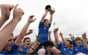 12 October 2013; Leinster captain Andrew Feeney lifts the cup after victory over Connacht. Under 18 Club Interprovincial, Connacht v Leinster, Sportsground, Galway. Picture credit: Diarmuid Greene / SPORTSFILE