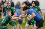 12 October 2013; Neil Reilly, Leinster, is tackled by Stephen Kerins, Connacht. Under 18 Club Interprovincial, Connacht v Leinster, Sportsground, Galway. Picture credit: Diarmuid Greene / SPORTSFILE