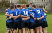 12 October 2013; The Leinster team gather together in a huddle before the game. Under 18 Club Interprovincial, Connacht v Leinster, Sportsground, Galway. Picture credit: Diarmuid Greene / SPORTSFILE