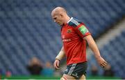 12 October 2013; Paul O'Connell, Munster, leaves the pitch at the final whistle after defeat to Edinburgh. Heineken Cup 2013/14, Pool 6, Round 1, Edinburgh v Munster, Murrayfield, Edinburgh, Scotland.  Picture credit: Brendan Moran / SPORTSFILE