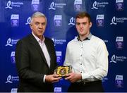 12 October 2013; The goalkeeper on the inaugural Bord Gáis Energy Under 21 Team of the Year is Ronan Taffe, Clare. The Tubber clubman conceded only two goals during the year and is one of eight Clare players selected on the Team of the Year for 2013 in recognition of their achievement in retaining their All-Ireland crown. Pictured with Ronan is Ger Cunningham, Bord Gáis Energy Ambassador and Team of the Year Judge. Bord Gáis Energy All-Ireland GAA Hurling Under 21 Team of the Year Awards, Croke Park, Dublin. Photo by Sportsfile