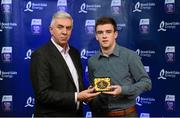 12 October 2013; The right half forward on the inaugural Bord Gáis Energy Under 21 Team of the Year is Tony Kelly, Clare. The Ballyea clubman was immense throughout 2013 and was an ever present on both Under 21 and Senior teams. Pictured with Tony is Ger Cunningham, Bord Gáis Energy Ambassador and Team of the Year Judge. Bord Gáis Energy All-Ireland GAA Hurling Under 21 Team of the Year Awards, Croke Park, Dublin. Photo by Sportsfile