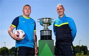 19 May 2025; North End United FC captain Paul Murphy, left, and North End United FC manager Gary Dempsey during the FAI Junior Cup media day at FAI HQ in Dublin. Photo by Ben McShane/Sportsfile