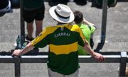 17 May 2025; A Kerry supporter shields himself with a sun hat during the GAA Football All-Ireland Senior Championship Round 1 match between Kerry and Roscommon at Fitzgerald Stadium in Killarney, Kerry. Photo by Brendan Moran/Sportsfile