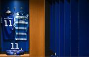 17 May 2025; A general view of the jersey of Jimmy O'Brien of Leinster before the United Rugby Championship match between Leinster and Glasgow Warriors at the Aviva Stadium in Dublin. Photo by Ramsey Cardy/Sportsfile