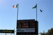 17 May 2025; A general view of of the scoreboard during the playing of Amhrán na bhFiann during the Leinster Senior Camogie final match between Wexford and Kilkenny at Netwatch Cullen Park in Carlow.There are no match action pictures from this game at the request of the participating players. There are no match action pictures from this game at the request of the participating players. Photo by Michael P Ryan/Sportsfile