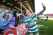17 May 2025; Ruesha Littlejohn of Shamrock Rovers with supporters after the SSE Airtricity Women's Premier Division match between Bohemians and Shamrock Rovers at Dalymount Park in Dublin. Photo by Thomas Flinkow/Sportsfile