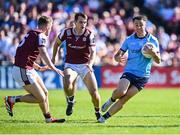 17 May 2025; Cormac Costello of Dublin in action against Dylan McHugh, left, and Liam Silke of Galway during the GAA Football All-Ireland Senior Championship Round 1 match between Galway and Dublin at Pearse Stadium in Galway. Photo by Piaras Ó Mídheach/Sportsfile