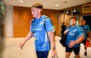 17 May 2025; Jordie Barrett of Leinster arrives before the United Rugby Championship match between Leinster and Glasgow Warriors at the Aviva Stadium in Dublin. Photo by Ramsey Cardy/Sportsfile