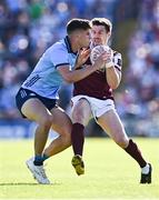 17 May 2025; Shane Walsh of Galway in action against Theo Clancy of Dublin during the GAA Football All-Ireland Senior Championship Round 1 match between Galway and Dublin at Pearse Stadium in Galway. Photo by Piaras Ó Mídheach/Sportsfile
