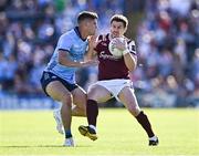 17 May 2025; Shane Walsh of Galway in action against Theo Clancy of Dublin during the GAA Football All-Ireland Senior Championship Round 1 match between Galway and Dublin at Pearse Stadium in Galway. Photo by Piaras Ó Mídheach/Sportsfile