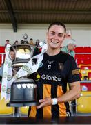 17 May 2025; Kilkenny captain Katie Power lifts the cup after the Leinster Senior Camogie final match between Wexford and Kilkenny at Netwatch Cullen Park in Carlow.There are no match action pictures from this game at the request of the participating players. Photo by Michael P Ryan/Sportsfile