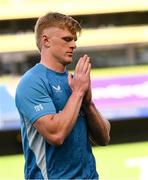 17 May 2025; Tommy O'Brien of Leinster walks the pitch before the United Rugby Championship match between Leinster and Glasgow Warriors at the Aviva Stadium in Dublin. Photo by Ramsey Cardy/Sportsfile
