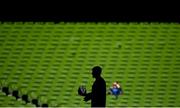17 May 2025; Hugo Keenan of Leinster walks the pitch before the United Rugby Championship match between Leinster and Glasgow Warriors at the Aviva Stadium in Dublin. Photo by Ramsey Cardy/Sportsfile