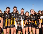 17 May 2025; Kilkenny captain Katie Power celebrates with teammates after the Leinster Senior Camogie final match between Wexford and Kilkenny at Netwatch Cullen Park in Carlow. There are no match action pictures from this game at the request of the participating players. Photo by Michael P Ryan/Sportsfile