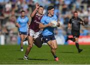 17 May 2025;David Byrne of Dublin in action against Cillian McDaid of Galway during the GAA Football All-Ireland Senior Championship Round 1 match between Galway and Dublin at Pearse Stadium in Galway. Photo by John Sheridan/Sportsfile