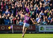 17 May 2025; Lee Chin of Wexford celebrates with the supporters after scoring the winning goal against Offaly during the Leinster GAA Hurling Senior Championship Round 4 match between Wexford and Offaly at Chadwicks Wexford Park in Wexford. Photo by Matt Browne/Sportsfile