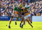 17 May 2025; Eoin Ryan of Wexford in action against Daniel Bourke of Offaly during the Leinster GAA Hurling Senior Championship Round 4 match between Wexford and Offaly at Chadwicks Wexford Park in Wexford. Photo by Matt Browne/Sportsfile